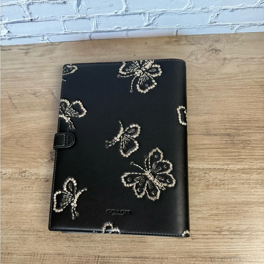 Coach Notebook With Butterfly Print  Black CCF42 NWT